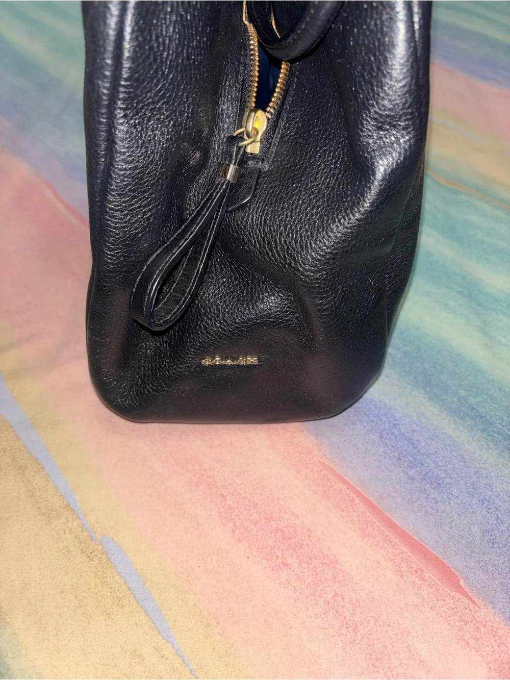 Vintage Coach Madison Phoebe Leather Shoulder Bag Pebbled Black 3 Compartment